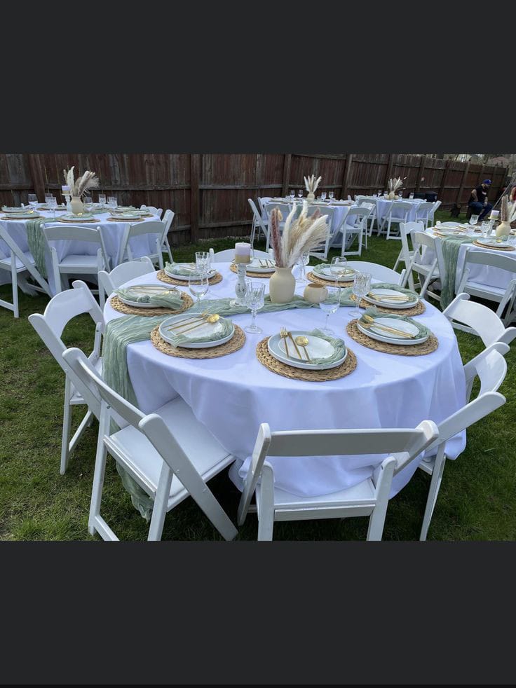 Chairs and tables for hire